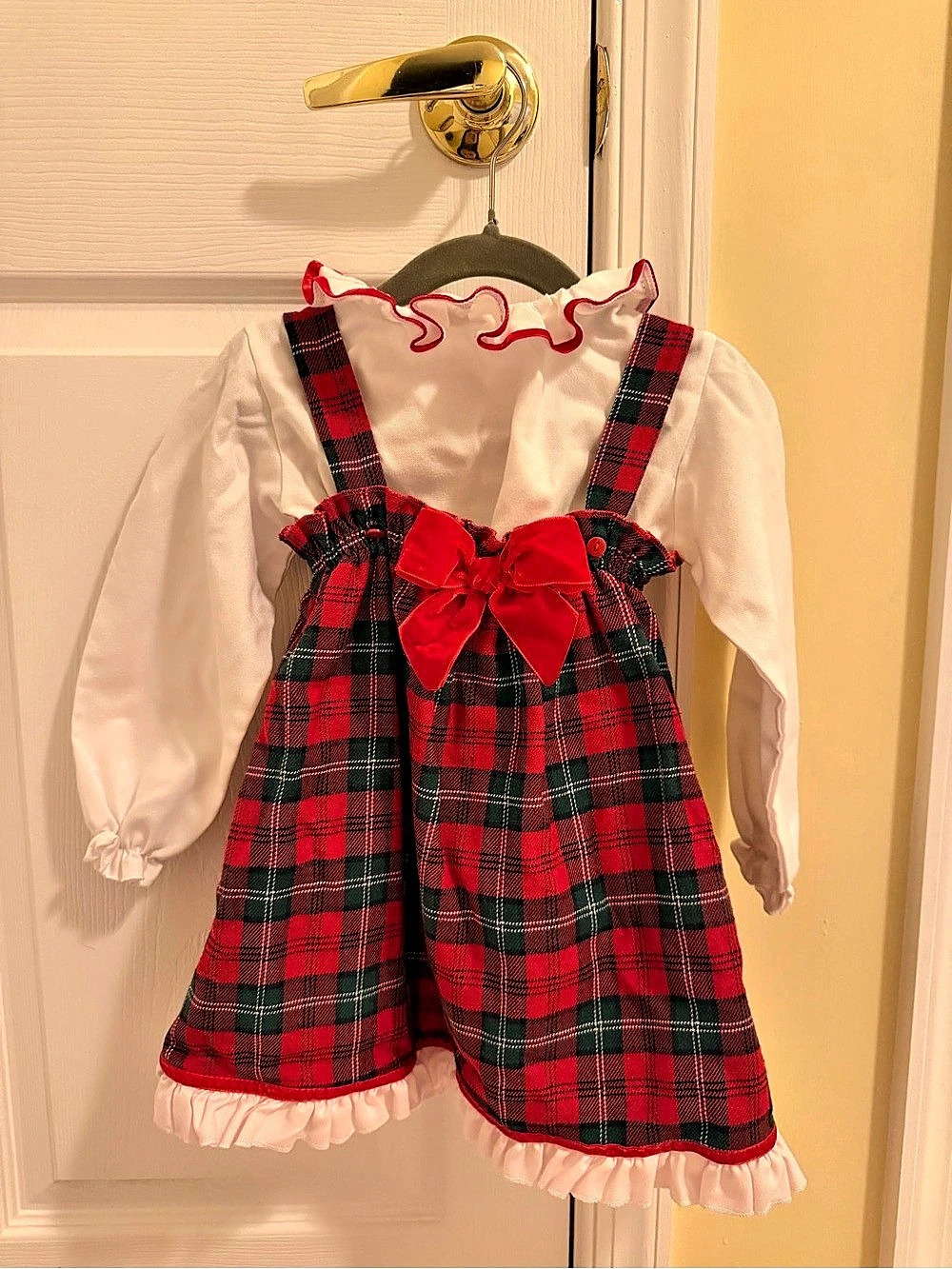 Juliana Red Plaid Jumper Dress Set